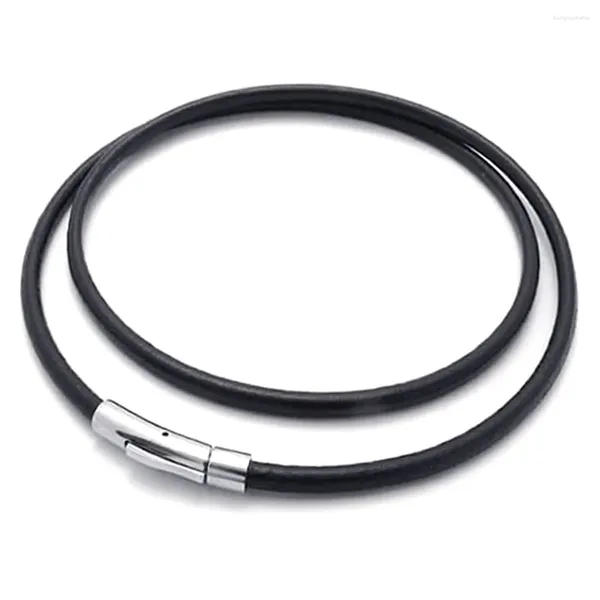 Chaines Bijoux Collier pour hommes - chaîne Cordon de 3 mm Ciron Pu Cuir - Pour les hommes Couleur en argent noir avec sac cadeau 45 cm