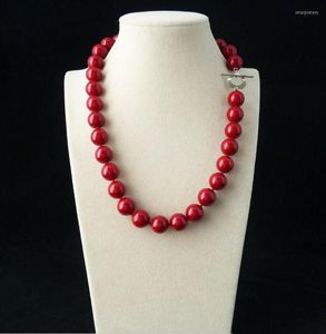 Chaînes Bijoux Rare Énorme 12mm Véritable Corail De La Mer Du Sud Coquillage Rouge Collier De Perles Coeur Fermoir 18 ''