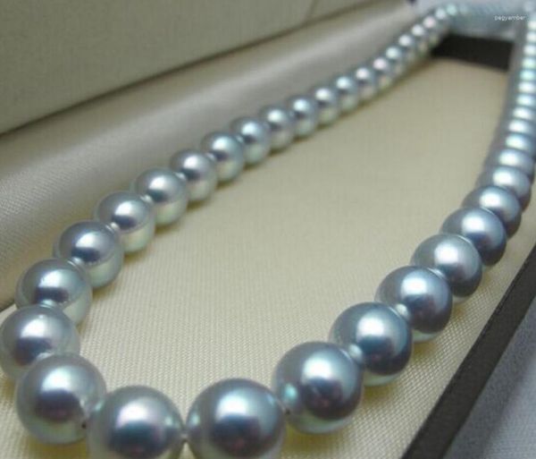 Cadenas Joyería Super Natural 11-12MM Mar del Sur Plata Gris Collar de perlas 18 pulgadas