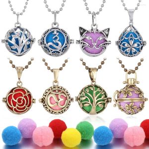 Cadenas Joyería Árbol de la vida Aceite esencial Difusor Collar Lava Piedra Ángel Bola Llamador Locket para mujeres embarazadas