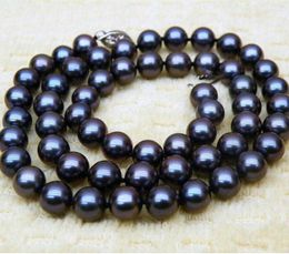 Ketens sieraden Verl prachtig 18 "10-11 mm Tahitian Natural Black Pearl ketting 925Silver wit