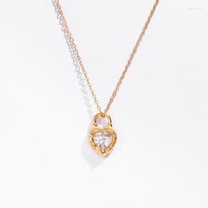 Chaînes Joolim bijoux en gros sans ternir mode mignon chanceux coeur cadenas pendentif en acier inoxydable collier tendance pour les femmes