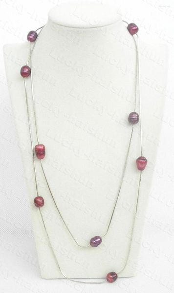 Chaînes JQHS Long 120cm 12mm Chaîne baroque Riz Vin Rouge Collier de perles C861 Halloween