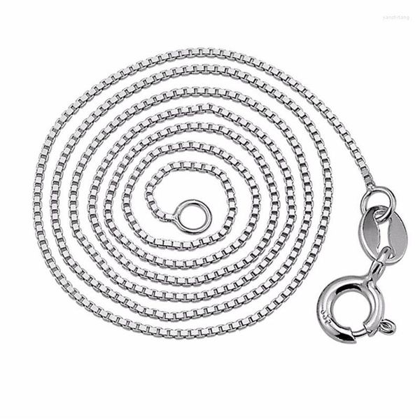 Chaînes JustNeo Solid 925 Sterling Silver Box Chain Collier Bijoux 0.6mm -1.5mm Diamètre Finition Plaqué Rhodium