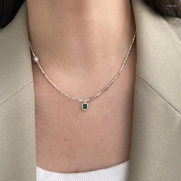 Chaînes Karachi Collier Haut de gamme Zircon Incrusté à la main Vintage Grand-mère Collier de charme vert Chaîne