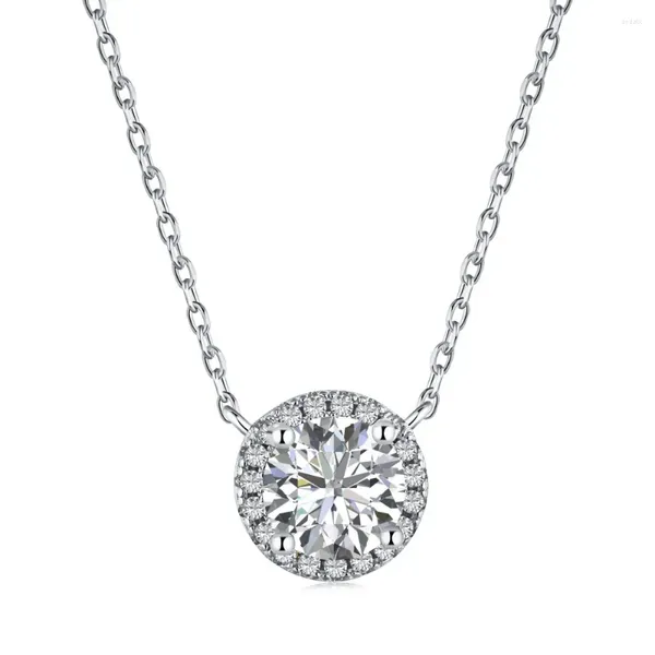 Chaînes Karloch S925 Sterling Silver Pendentif Collier Femme Un sac rond incrusté de diamant simulé Ocean Star