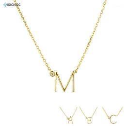 Ketens kikichicc 925 Sterling zilveren letternaam ketting initiële alfabet mini delicate klein kristal cz lange ketting ketting1