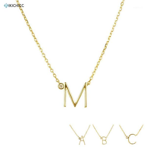 Cadenas Kikichicc 925 Nombre de la letra de plata esterlina Collar Alfabeto Inicial Mini Delicado Cabello de cadena larga CZ Cz Long Chain