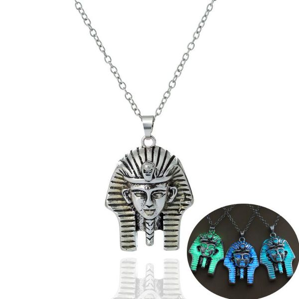 Chaînes Kolye Collares Collier Lumineux Pharaon Égyptien Forme Pendentif Halloween Cadeau De Noël Mode Et Femmes Série Lumineuse