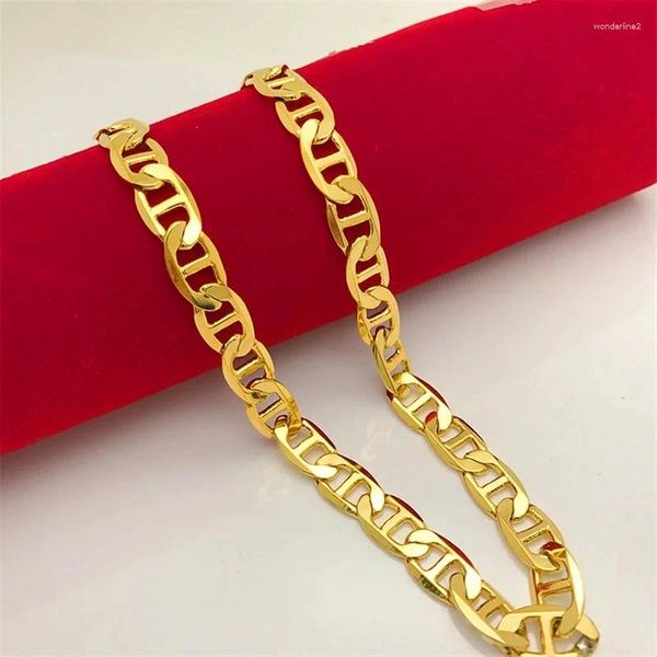 Chaînes Corée Gold 24K Collier Plaqué Côté Pour Hommes Femmes Bijoux Cadeau 8mm50cm