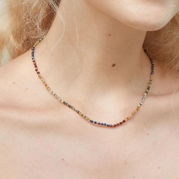 Cadenas Diseño coreano Collares de cuentas minimalistas para mujeres Gargantillas de piedra natural Collar hecho a mano de cristal Joyería femenina al por mayor