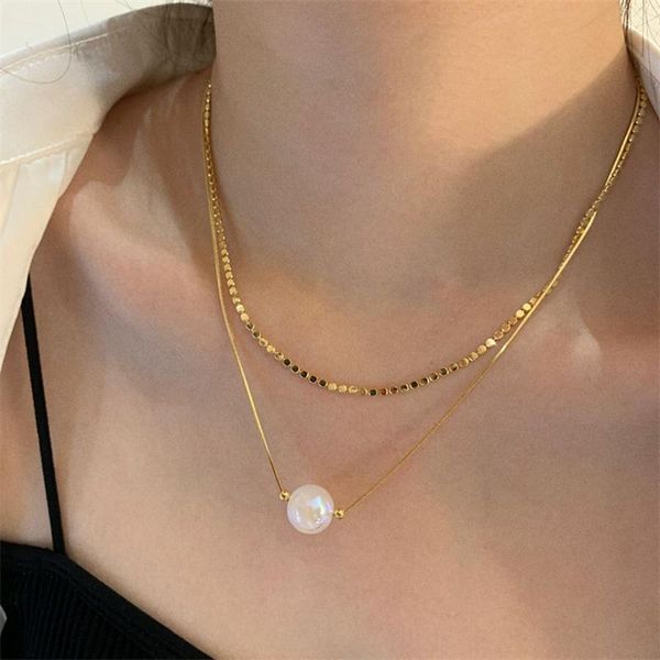 Chaînes coréenne élégante sirène fantaisie couleur collier de perles pour femmes filles à la mode Double couches tour de cou fête bijoux cadeaux chaînes