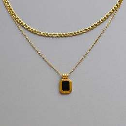 Kains Koreaanse mode 316 roestvrijstalen nekjes dubbele laag Cubaanse ketting geometrische vierkante choker ketting voor vrouwen sieraden 2022Chains