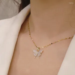 Chaines Collier de papillon de pendentif doré de mode coréenne pour femmes bijoux en acier inoxydable femelle