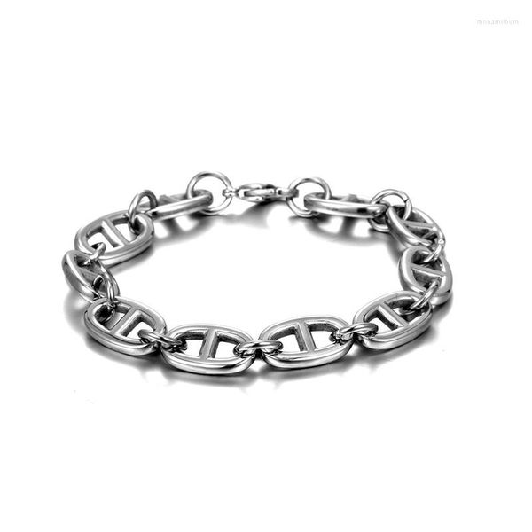 Cadenas moda coreana Japón diseño de nicho creativo grano de café cerdo nariz cadena pulsera hombres mujeres Vintag joyería de acero inoxidable DIY