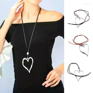 Cadenas de moda coreana cordón de cuero collar mujeres ajustable elegante Metal amor corazón colgante gargantilla joyería regalo de Navidad