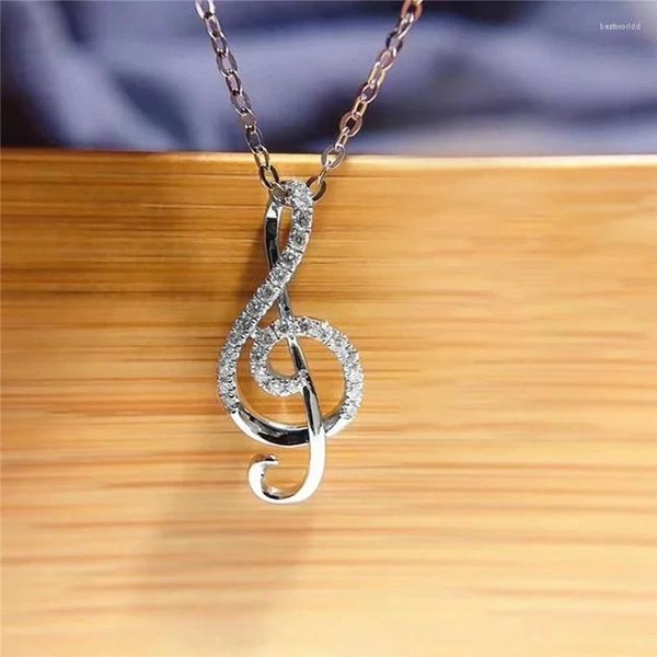 Chaînes Coréen Ins Style Musique Symbole Collier Tempérament Frais Sterling Argent Pendentif Clavicule Chaîne Pour Petite Amie Cadeau De Vacances