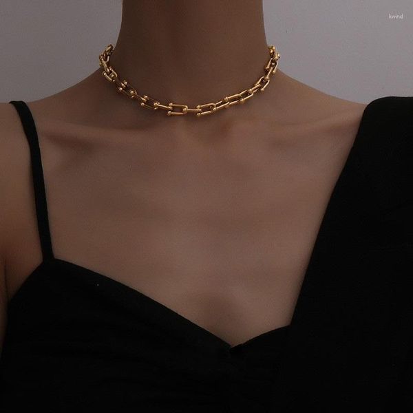 Chaînes coréennes bijoux de luxe accessoires chaîne en or collier pour femmes mode colliers colliers