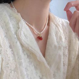 Ketten Koreanische Perlenkette Choker Halskette für Frauen Mädchen 2023 Trend Kirschschmuck