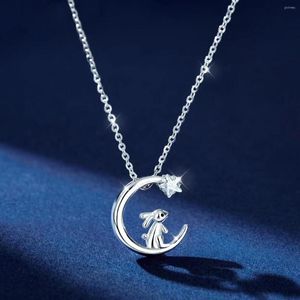 Chaînes Style coréen cueillette étoiles pleine lune cristal pendentif collier fille bijoux clavicule chaîne exquis cadeaux d'anniversaire