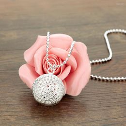 Chaînes Tendance Coréenne 925 Estampillé Argent Jolie Boule Creuse Pendentif Collier Pour Les Femmes De Mode De Mariage De Luxe Bijoux Cadeau De Vacances