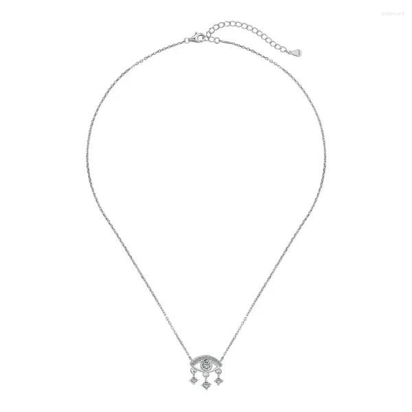 Chaines Version coréenne du collier pour femmes en argent sterling S925 avec des yeux en zircone incrustés pour un look à la mode