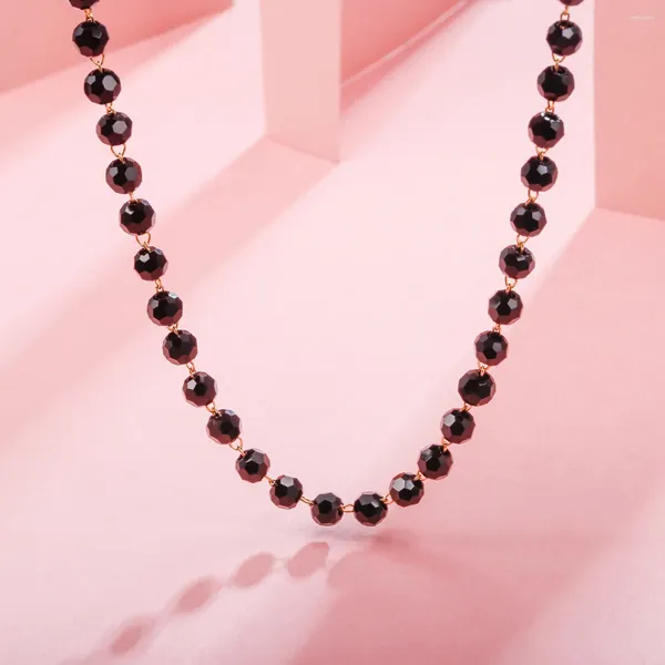 Chaines Kpop Black Crystal Beads Chokers Collier de chaîne de cou féminin pour femme Bijoux de la Fashion Party Girl 2023