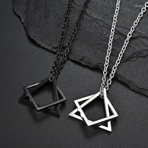 Ketens kpop punk mannelijke vierkante driehoek hangers ketting indie nek voor mannen grunge lange kettingen man 2023 sieraden geschenken