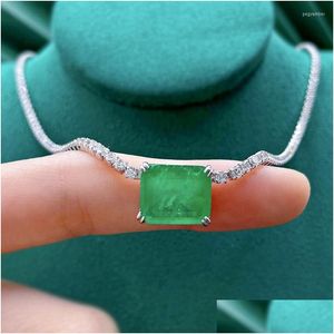 Kettingen Kqdance 925 Sterling Sier 10 12Mm Creëer Paraiba Tourmaline Pariba Emerald Diamond Blue Green Tennis Chain Kettingen voor drop Dhu6E