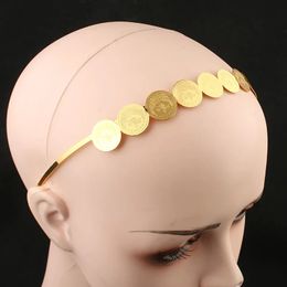 Cadenas Accesorios para el cabello para mujer Joyería Monedas kurdas omaníes Chapado en oro Boda árabe Tocado nupcial Diadema 231219