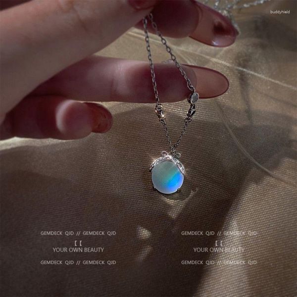 Chains Collier Lune Moon Fluorescence Novelty Retro Gentle Romantic Girl Sapphire Moonstone 2023 Economyme All-Match