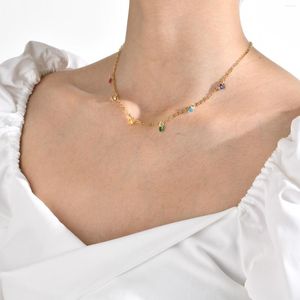 Ketens dames titanium gekleurde zirkon ketting dunne ketting roestvrij wit goud mode eenvoudige persoonlijkheid