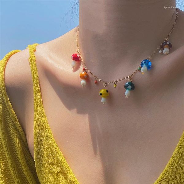 Cadenas señora lindo hongo colgantes collares bola enlace cadena dulce collar para mujeres niñas diseño femenino joyería fiesta