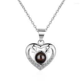 Chaînes langues bois de cerf pendentif coeur colliers pour femmes tendance courte clavicule chaîne bijoux SAN191Chains