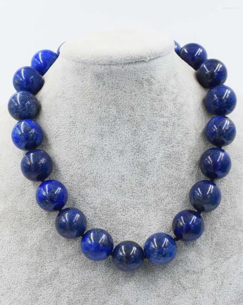 Cadenas lapislázuli azul redondo 14-20mm collar 18 pulgadas venta al por mayor perlas naturaleza FPPJ mujer 2022