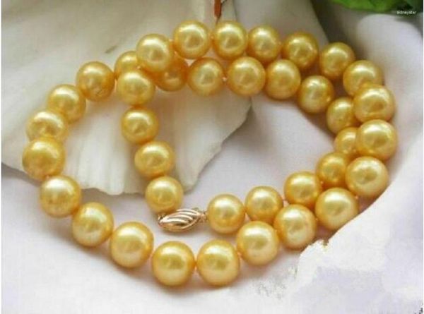 Chaînes Grande quantité de 10-11mm Naturel Mer de Chine du Sud Collier de perles d'or véritable 18ich