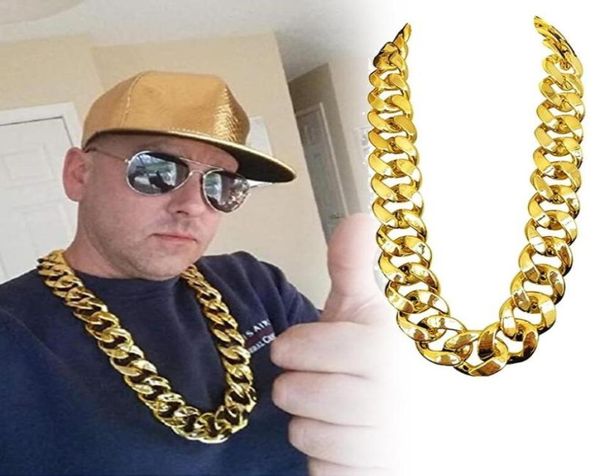 Chaînes grandes chaînes en plastique longue épaisse imitation GOLD Collier exagéré Collier Creative Hiphop Reurage adapté au costume de rappeur PR9863378