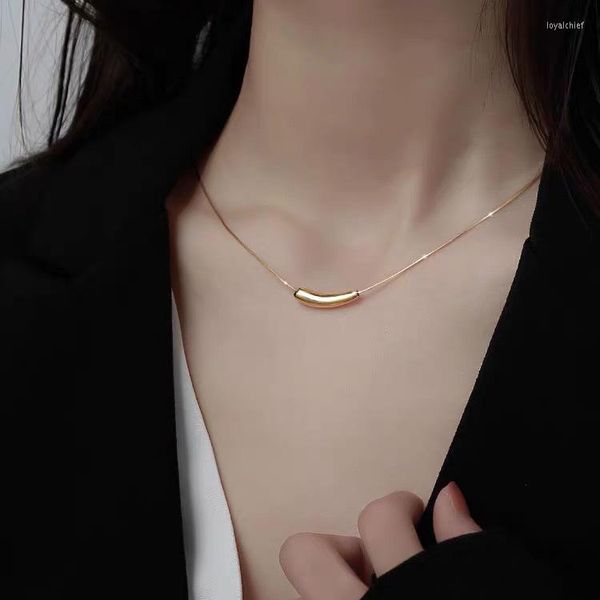 Chaînes LByzHan 2023 à la mode petite aubergine forme pendentif doré argent couleur Tube collier métal clavicule chaîne bijoux pour femmes