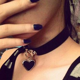 Chaînes en cuir collier collier femme gothique amour chaîne en forme de coeur tour de cou accessoires créatifs