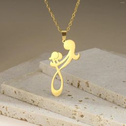 Chaînes Lemegeton maman et bébé collier pour femmes mère amour pendentif lien chaîne accessoires bijoux en acier inoxydable sur le cou