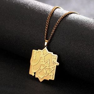 Chaînes Lemegeton Collier en acier inoxydable pour hommes Poème arabe Pendentif Vintage Bijoux One The Neck Gold Couleur Cadeau de Noël en gros