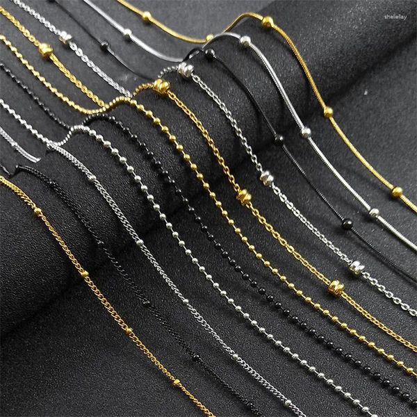 Chaînes Longueur 60cm Boule Perle Chaîne Collier Pour Femmes Hommes En Acier Inoxydable Or Argent Noir Couleur Mode Bijoux Accessoires Fabrication