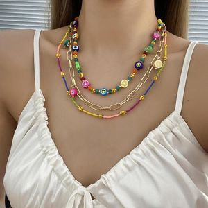 Kettingen Lifefontier Kleurrijke Kralen Multi-layer Fruit Polymeer Klei Kettingen Voor Vrouwen Meisjes Bohemen Choker Ketting Partij Sieraden 2023