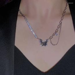 Ketten Licht Luxus Raffinierte Hochwertige Sinn Schwarz Zirkon Schmetterling Halskette Weibliche Süße Gewürz Persönlichkeit Schlüsselbein Kette