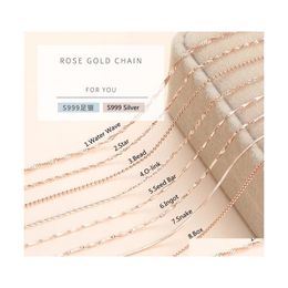 Kettingen lo Paina 2022 Real S999 Sier Gold Chain ketting 16/18 18K/Rose Gold/Platinum Choker For Woman Jewel Drop Delivery Sieraden Ne Dhmiq