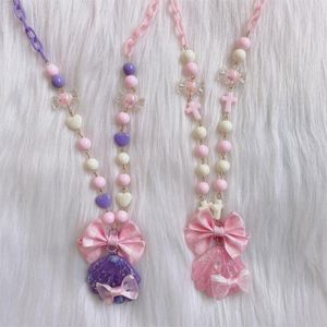 Kettingen Lolita handgemaakte AP Shell poeder paarse ketting zoete schattige meisjesaccessoires