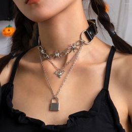 Chains Lolita Sweet Punk Pu Chocker Colliers pour femmes Fashion Retro Halloween Briar Skull Collier Clavicular Choker Jewelry Gift