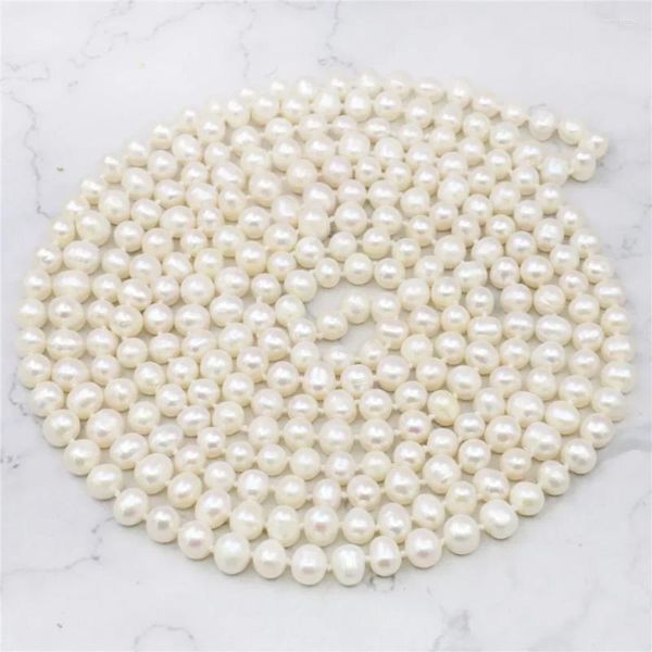 Chaînes longues 80 pouces 7-8mm blanc akoya collier de perles de culture perles faites à la main fabrication de bijoux en pierre naturelle prix de gros