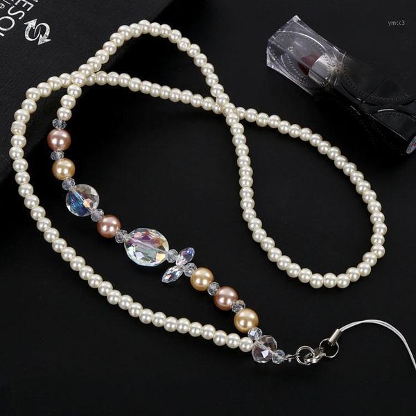 Chaînes longue breloque perles perles tour de cou clé/carte d'identité Badge lanière collier simulé décoration bricolage accessoires pour l'été