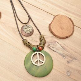 Chaînes Long Collier Layered Pull Chain Wax Corde Vintage Peace Cap Star Tree Of Life Pendentif Charm Collares Largos Lange Ketting